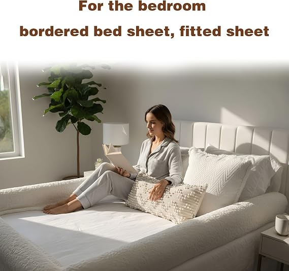 The World's First Bordered Bed Sheet-Bed Sheet with Border, Bordered Fitted Sheet Padded Zippered Edges for Cozy, Comfort Secure, Breathable, Machine Washable, Easy Setup,78.7 * 90.5in