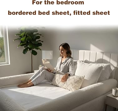 The World's First Bordered Bed Sheet-Bed Sheet with Border, Bordered Fitted Sheet Padded Zippered Edges for Cozy, Comfort Secure, Breathable, Machine Washable, Easy Setup,78.7 * 90.5in