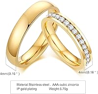 Vista 13 de Personalized Matching Promise Rings for Couples Stainless Steel Gold Wedding Ring Set for Him and Her Tungsten Custom Engraved Couple Rings with