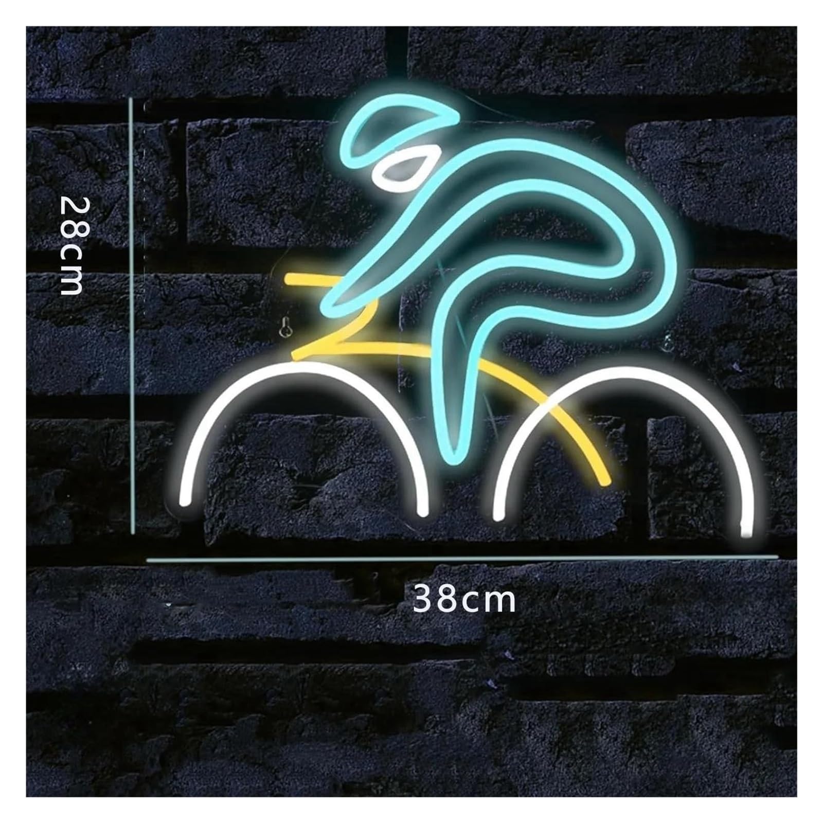 Wiszące neony artystyczne Neon Rowerowy Sport Jeździecki LED Light Z Możliwością Przyciemniania USB Do Sklepów Rowerowych Biura Dekoracje Ścienne Lampka Nocna 38cmx28cm