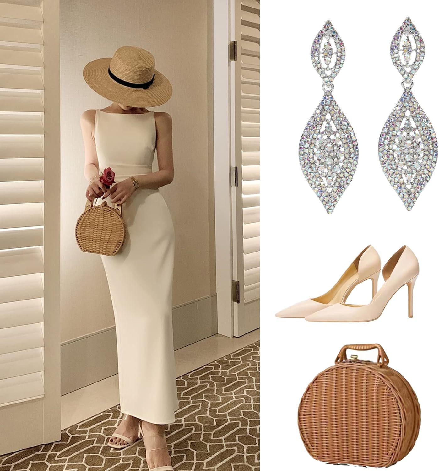 Fashion Rhinestone Crystal Wedding Earrings for Women Bridal Bridesmaid Long Leaf Chandelier Teardrop Dangle Earrings Jewelry - Image 4