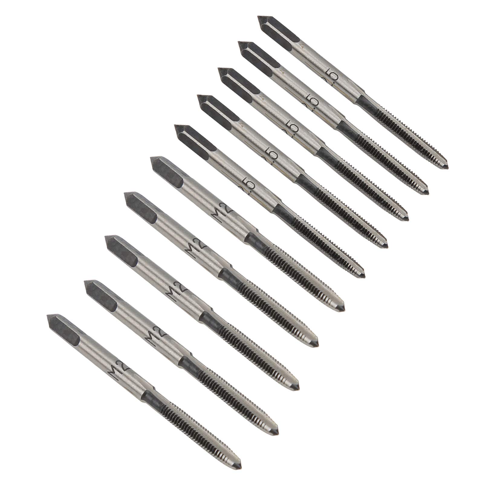 Metric Tap, Metric Thread Machine Taps, M2.5 Carbon Steel Straight Groove Taps, 5pcs Taper Tap with 5pcs Plug Tap,Tap, Thread Milling Taps