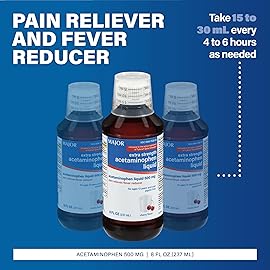 MAJOR Adult Extra Strength Liquid Acetaminophen 500mg - Helps Relieve Pain and Reduce Fevers - Aspirin Free - Cherry Flavor - 8 Fl Oz (3 Pack)