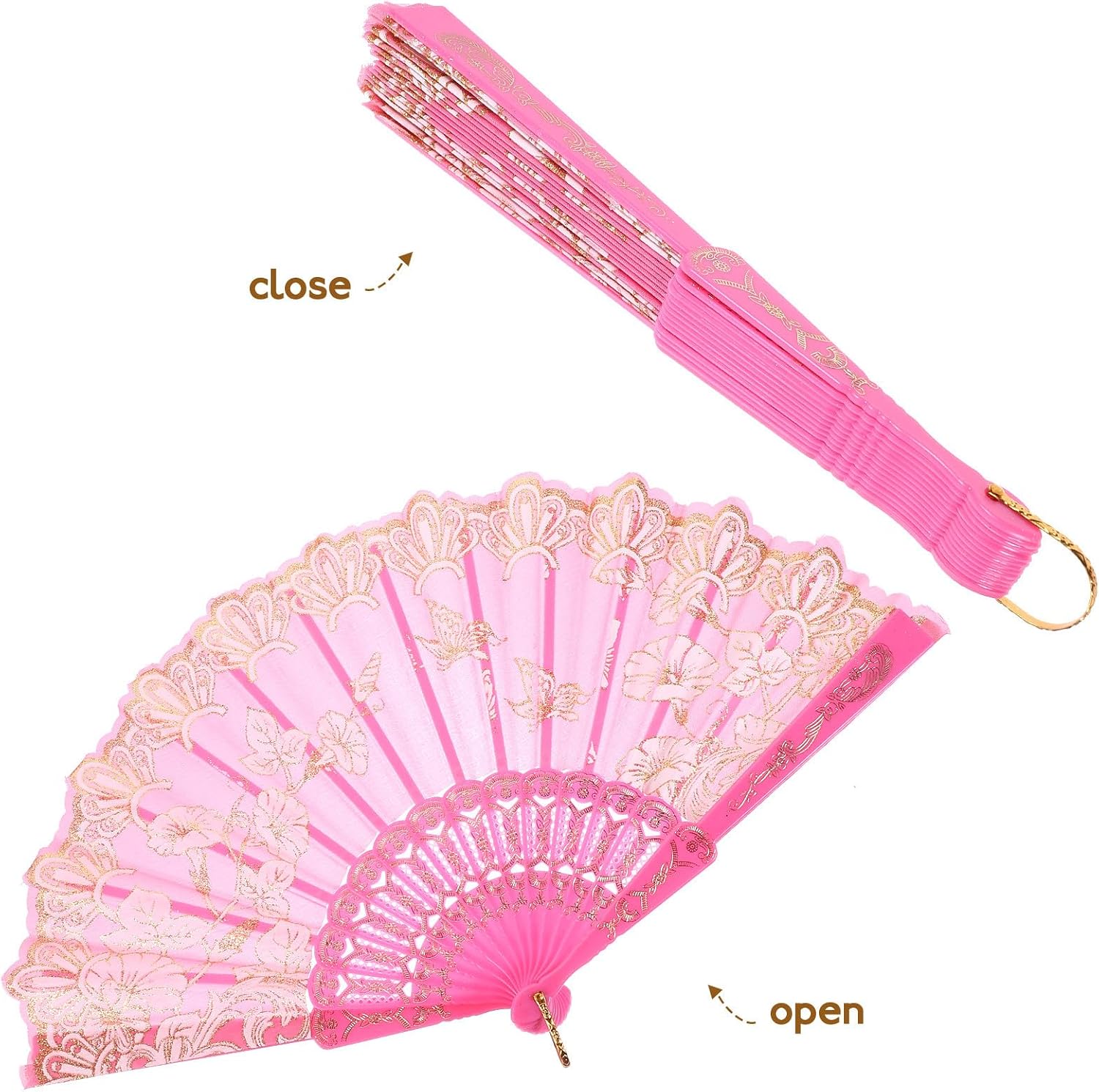8 Pcs Vintage Chinese Style Folding Hand Fans, Retro Foldable Handheld Fans for Women’s Dance, Summer Cooling, Wedding and Party Decorative Props