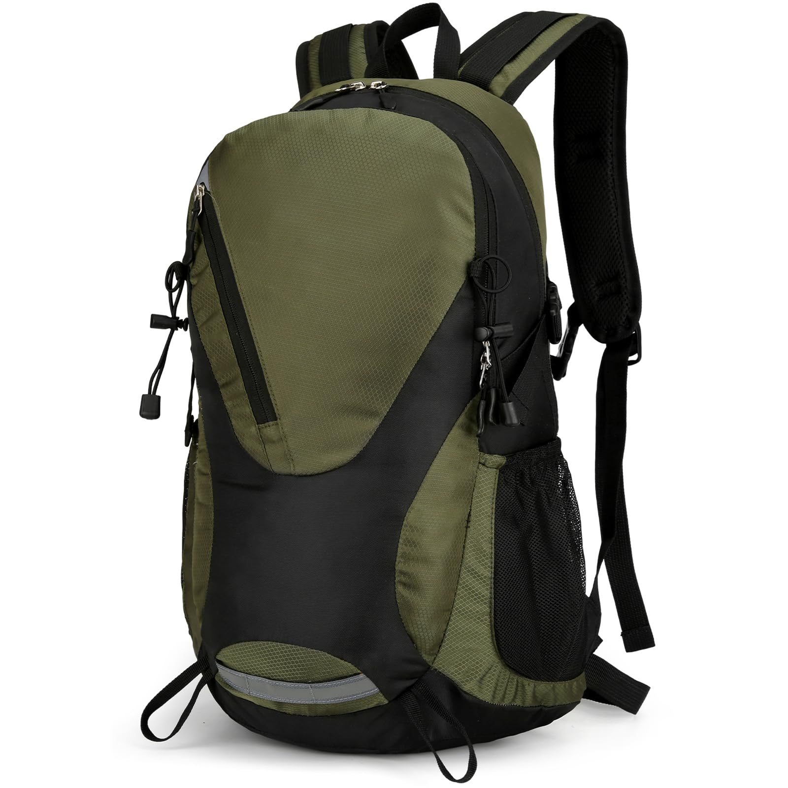 Outplea 30L Hiking Backpack for Men Women, Waterproof Outdoor Daypack Reflective with Waist Belt for Walking, Green