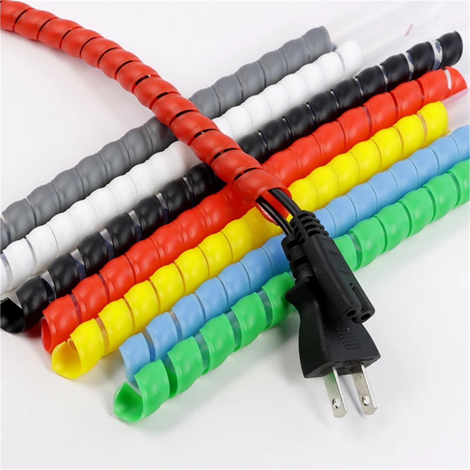 Tubo en Espiral para Cables, Funda Flexible for enrollar Cables en Espiral, Color Negro, 1 a 10 m, 8 a 35 mm(35mm)