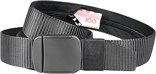 حزام رجالي قايش - ذكي بجيب سري مخفي بسحاب – حزام غير معدني قابل للتعديل لحمل النقود – مثالي للسفر، العمل، الحياة اليومية والرحلات من