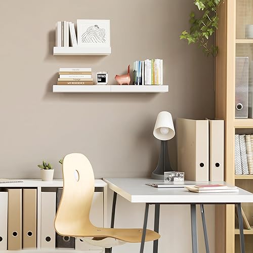 Miniatura 4 de Merapi Estantes flotantes, juego de 3 estantes de pared para baño, dormitorio, estante colgante grueso para almacenamiento en la pared, estantes de