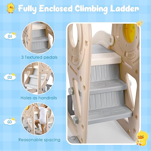 Miniatura 5 de Lischwert Tobogán 3 en 1 para niños con escalador, columpio, juego de tobogán independiente para niños, regalo para niños pequeños, para interiores