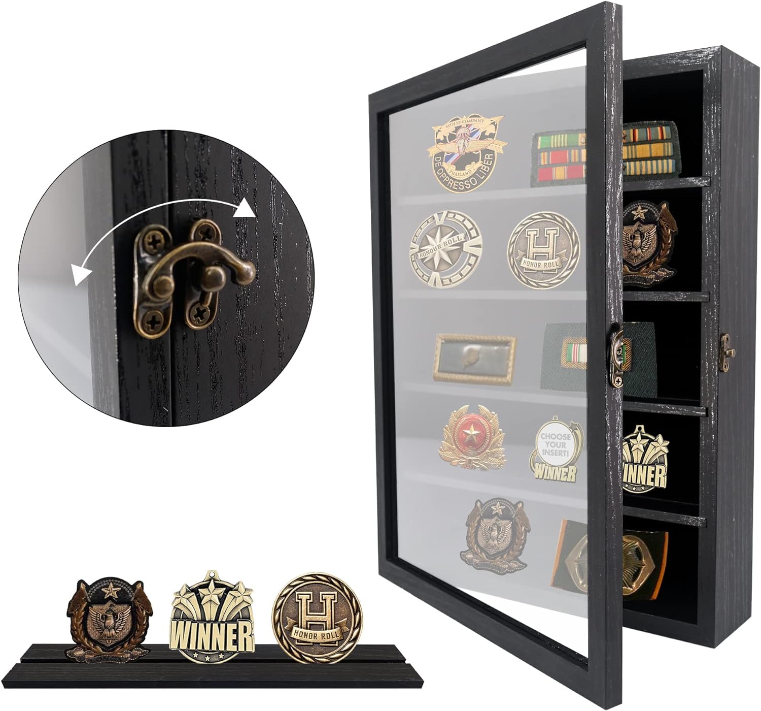 GraduationMall Shadow Box Frame with Removable Shelves,11x14 Black Deep Memory Box Display Case for Military Medals Flowers Keepsake Collectibles