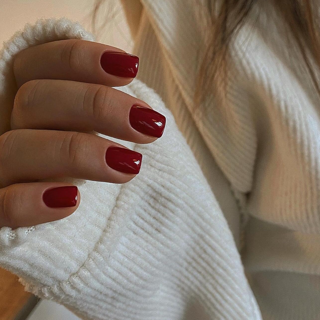 KXAMELEI – 48 uñas postizas a presión color rojo vino, uñas cortas ...