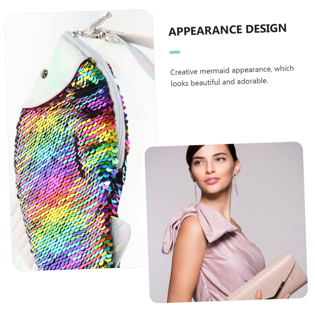 LIFKOME portamonete a sirena tracolla sling bag borsa per il trucco portatile piccolo portafoglio portamonete pochette trucchi comoda borsa con cerniera di paillettes portatile