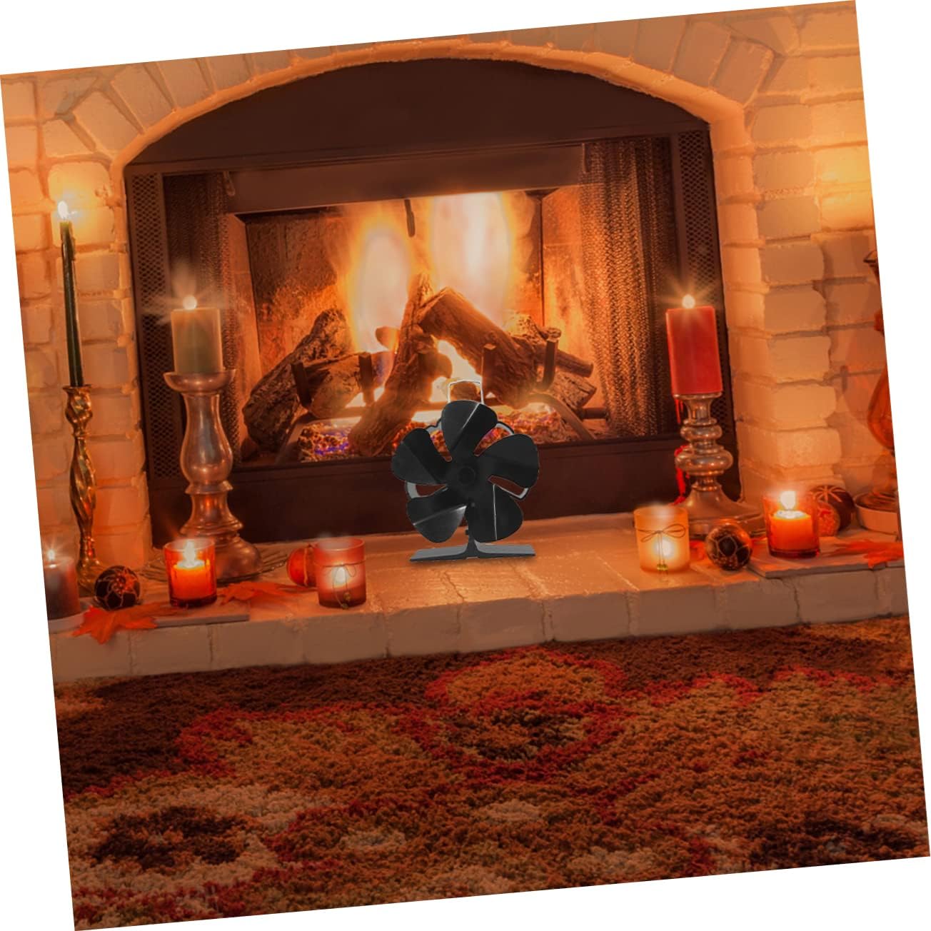 IMIKEYA 1 PC Black Fireplace Fan Heat Powered Stove Fan with Silent Motors for Efficient Airflow for Home Use Enhances Room Heating Without Electricity