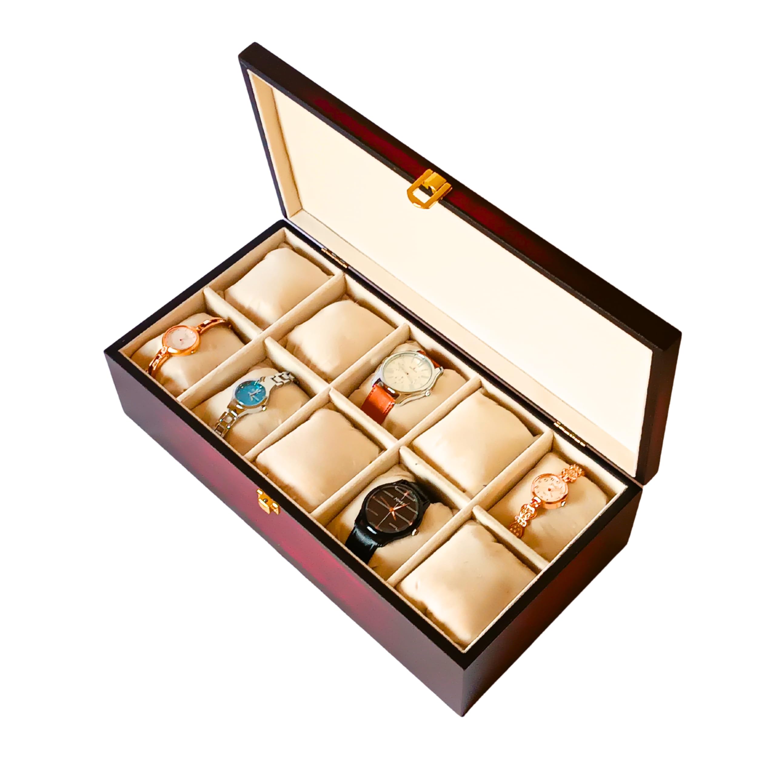 NESTED AURA™ Wooden Watch Box Organizer - Premium Matte Finish,10 Slots,Vintage Style,Soft Velvet Interior, Robust Exterior for Superior Protection, Watch Organizer for Men,Watch Organizer for Women (B0D1Z1YQWT) Amazon Price History, Amazon Price Tracker