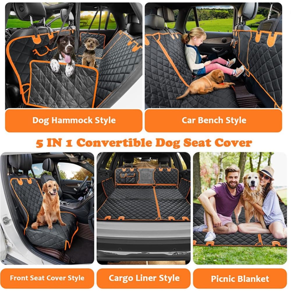 M/P Dog car seat Cover for Pets 100% Waterproof Seat Cover Hammock with Mesh Window 600 D Heavy Duty Scratch Proof Nonslip Durable Soft Back seat Cover for Cars Trucks and SUVs seat Covers - image 2