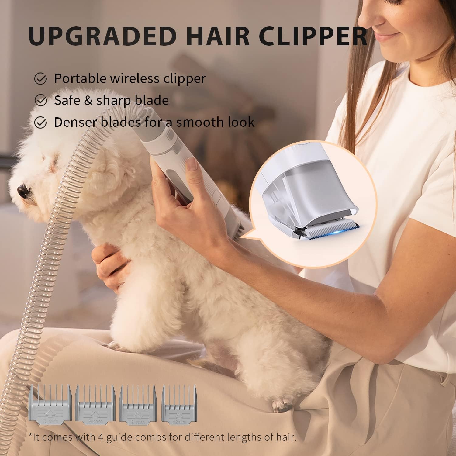 Upgraded hair clipper in use on a small dog