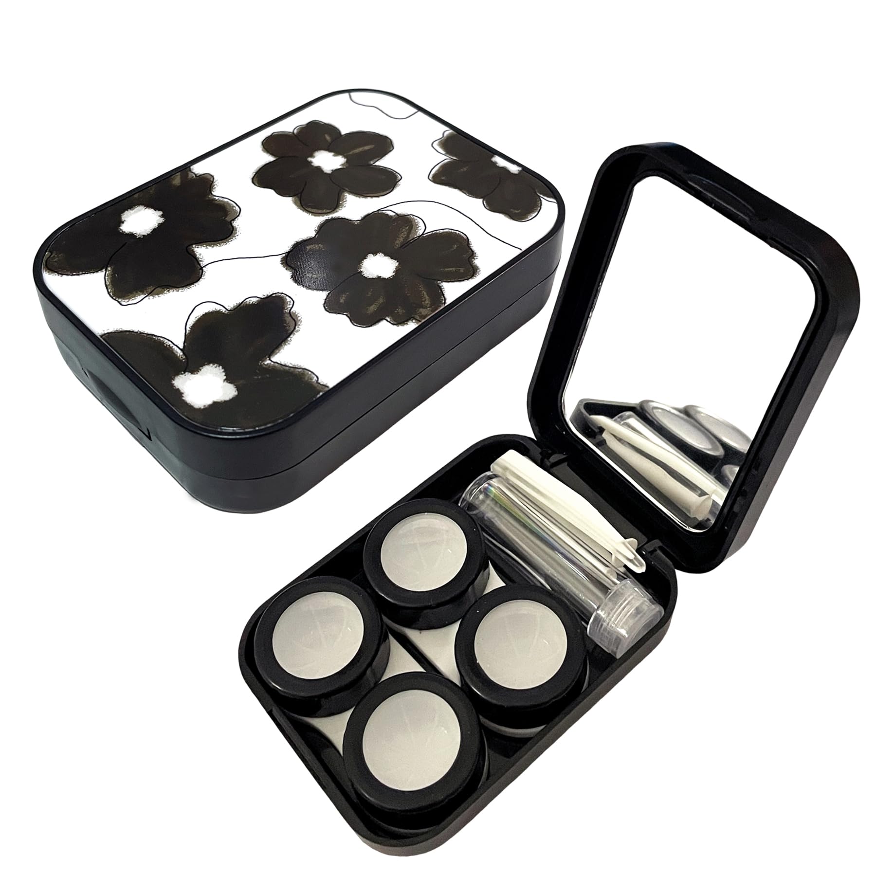 Contact Lens Case Travel Size Eye Contact Case Cute Colored Contact Lenses Applicator Removal Tool Kit with Mirror