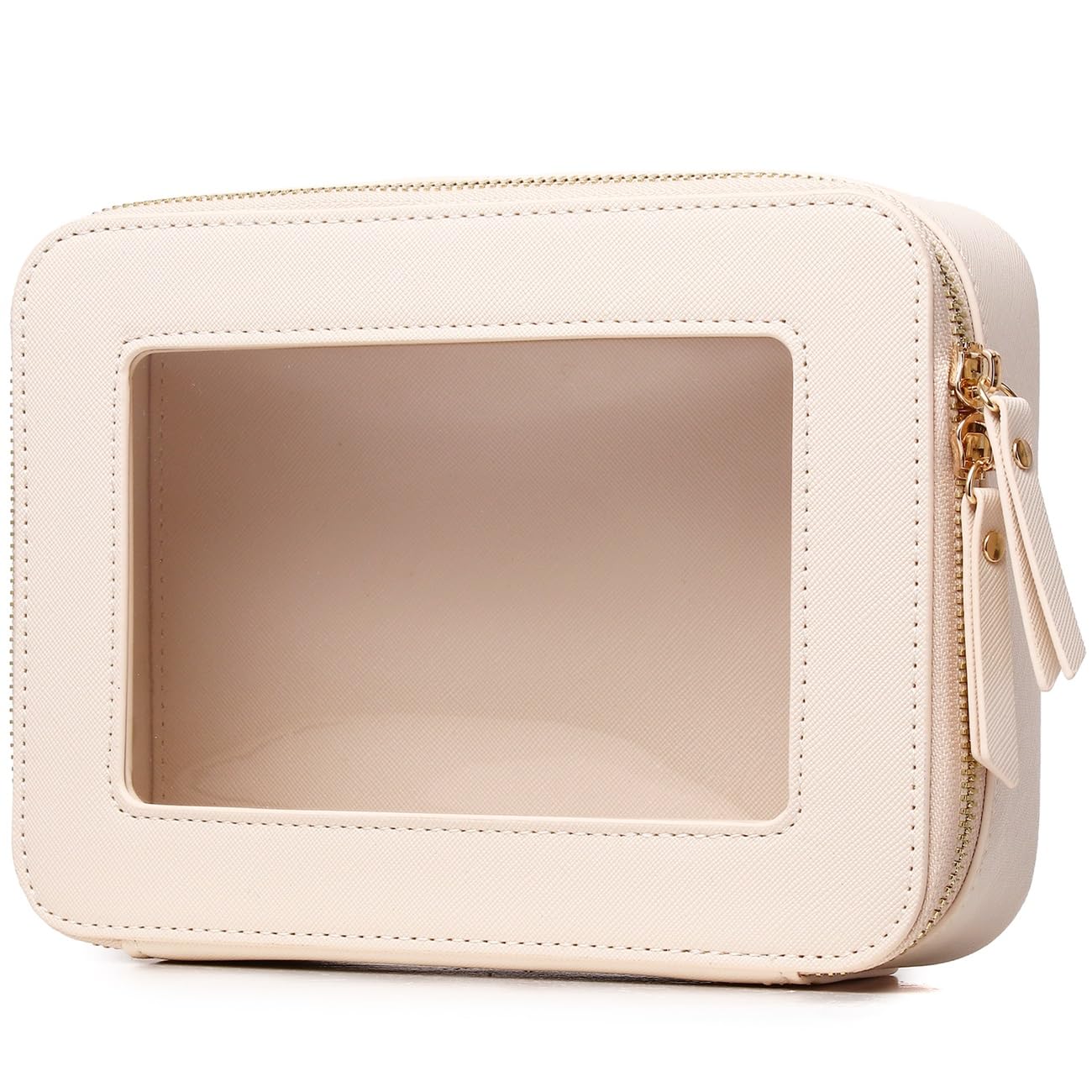 Transparente Make-up-Tasche, klein, Kosmetik- und Kulturbeutel, wasserdicht, Reisetasche, Organizer, Make-up-Tasche für Auto, mit Reißverschluss, Beige, M-1, Transparente Make-up-Tasche