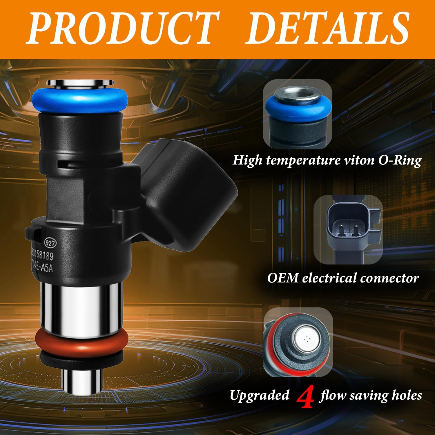 Upgraded 4 Holes Fuel Injectors Fits For Ford: Escape 2009-2012, Fusion 2010-2012,For Mercury: Mariner/Milan 2009-2011,For Mazda: Tribute 2009-2011,3.0L V6, OEM # 0280158189,FJ998 (6 Pcs)