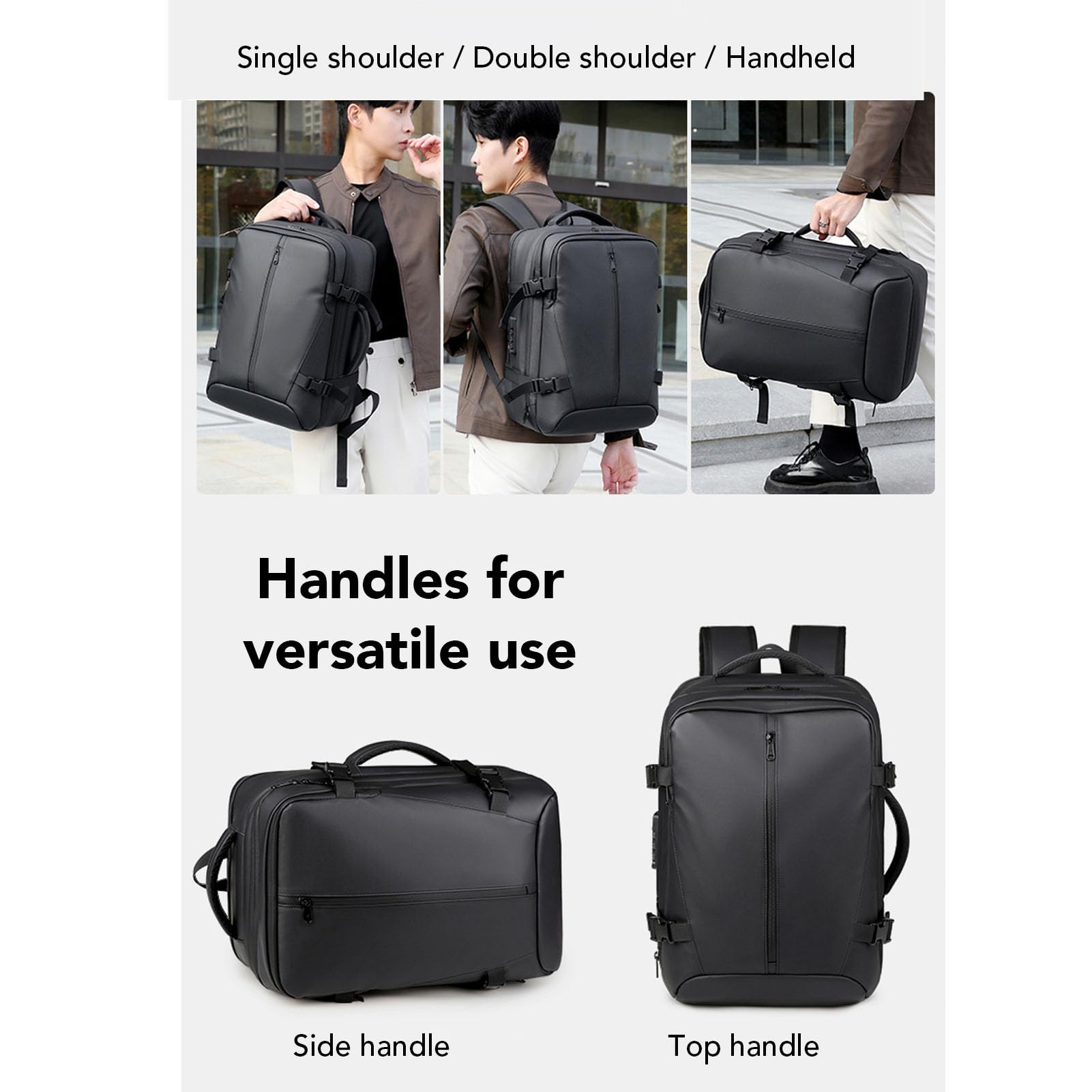 Generic Borsa a Compressione da Lavoro per Laptop di Grande capacità, Resistente Agli Spruzzi D'acqua, con Chiusura Antifurto, per Viaggi di Lavoro, 36-55 Litri, per Professionisti