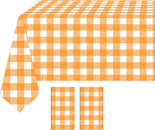 Vista 15 de Paquete de 4 manteles desechables de plástico a cuadros rosados y blancos de 54 x 108 pulgadas, para fiestas, bodas, picnic al aire libre, Rosa a