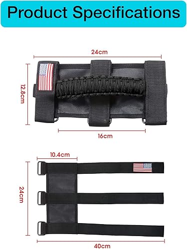 Miniatura 6 de GAIZON Paquete de 2 asas de agarre de barra antivuelco, asas de paracaídas para Wrangler CJ YJ TJ JL JK LJ JLU JKU Sahara Freedom Rubicon, Gladiator