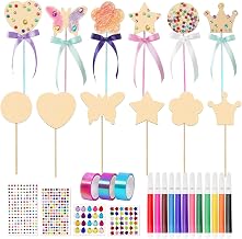 XDGBGFN 12 Pieces Wooden Magic Wands - Princess DIY Kit with 12 Watercolor Colored Pencils, 3 Rolls of Adhesive Tape, 3 Stickers for Gifts, Birthday, Parties and Hobbies