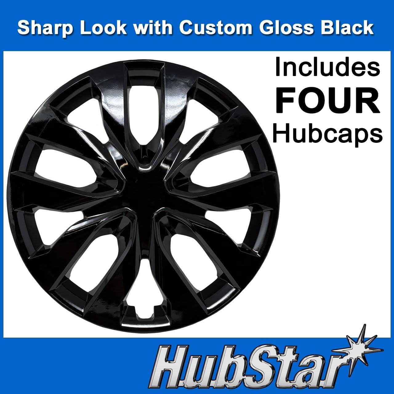 Premium Replica Hubcap, Replacement for Nissan Rogue 2014-2020, 17-inch Black Wheel Cover (Set of 4)