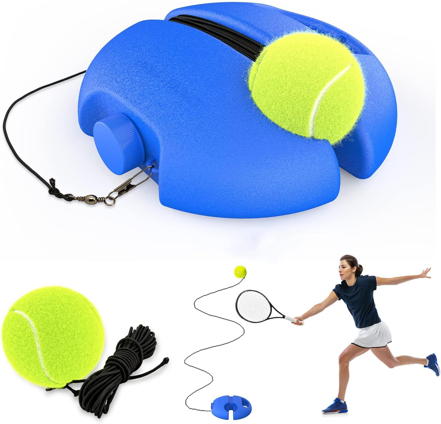 NALACAL Tennis Balls with String Trainer, Tennis Training Ball with String, Rebound Set, Tennis Trainer Balls, Solo Training, Portable Tennis Practice Equipment, for Spin, Swing and Shot, Great Gift