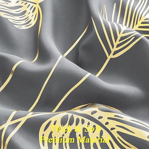 Miniatura 9 de Estelar Textiler Cortina de puerta corrediza de vidrio de 80 pulgadas de ancho x 96 pulgadas de largo, cortina opaca gris y dorada con patrón de