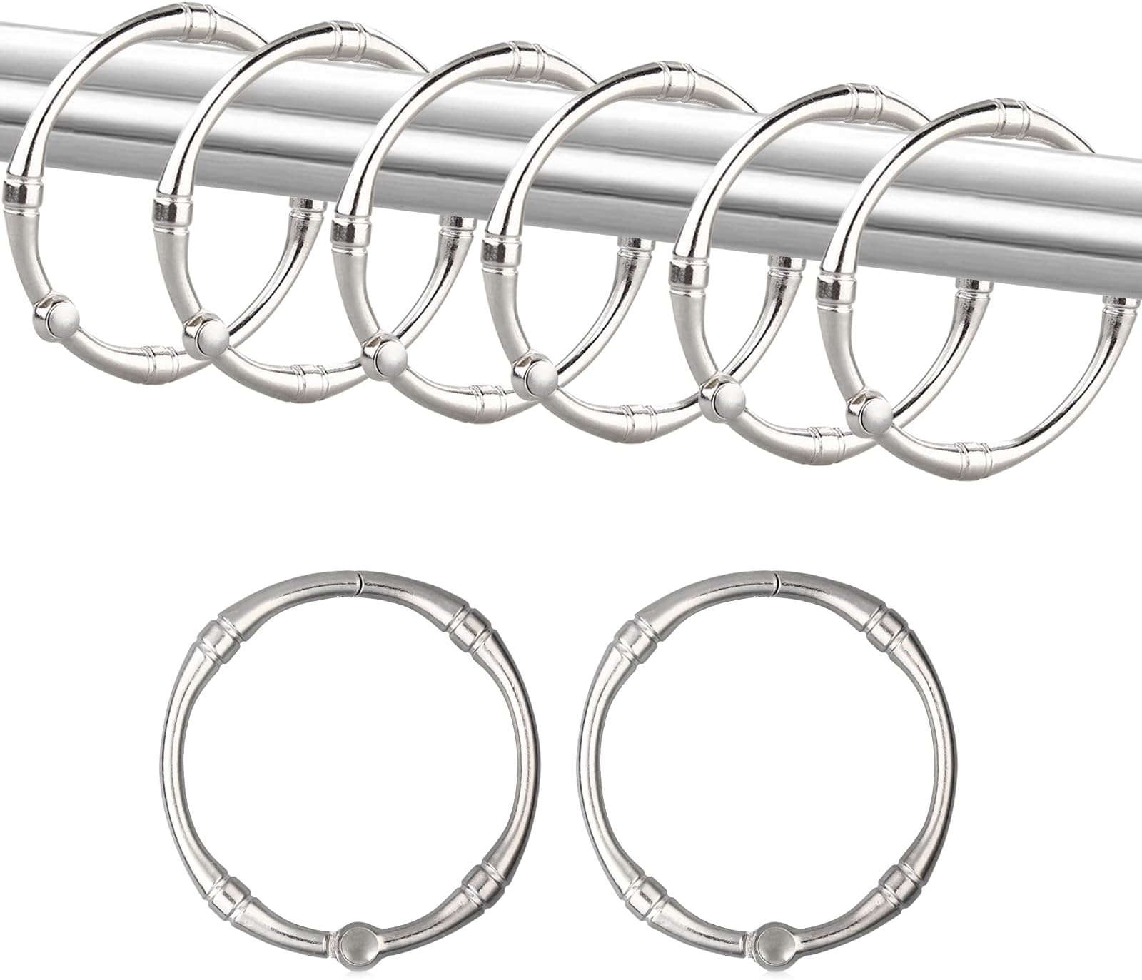 Maytex RustResistant Metal Circular Shower Rings, Set of 12, Chrome