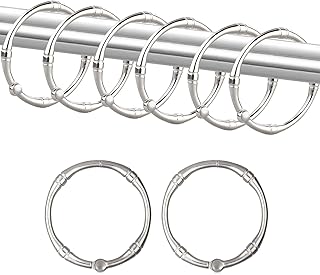 Shower Curtain Hooks, Rustproof Decorative Shower Curtain Rings Metal Round Shower Hooks for Bathroom Shower Rod, 12 Pack (Nickel)
