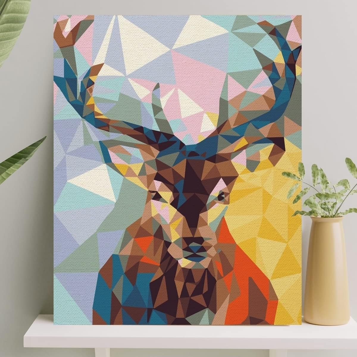 Palmiye Hobi Sanat Sayılarla Boyama Tuval Seti Fırça Boya Dahil (Çıtalı) 40x50 CM - Geyik