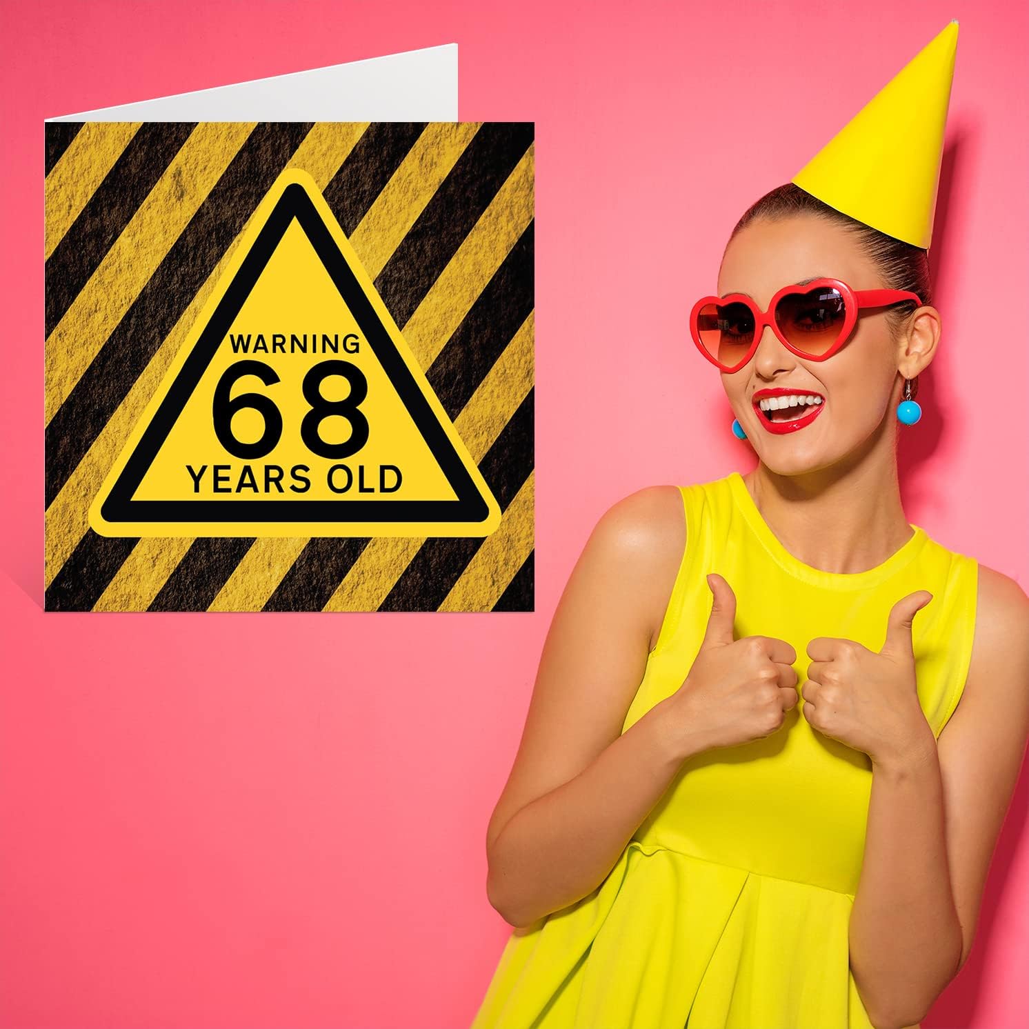 Stuff4 Fun 68th Birthday Cards for Men Women - Warning - Happy Birthday Card for Dad Mum Grandad Nanny Grandma Gran Uncle Auntie Cousin, 145mm Funny Humour Joke Greeting Cards