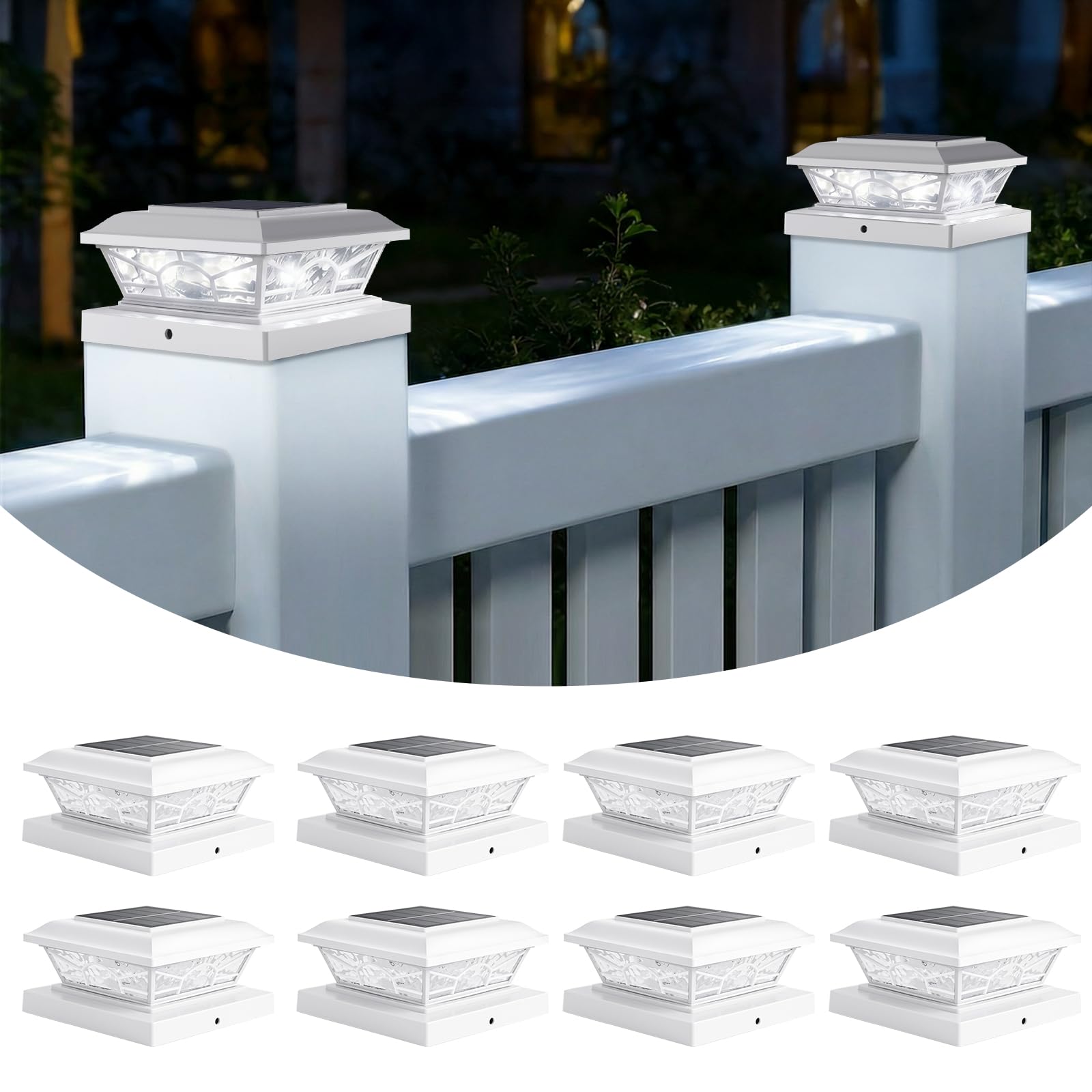 Brightever 4x4 3.5x3.5 Solar Post Cap Lights 8-Pack White