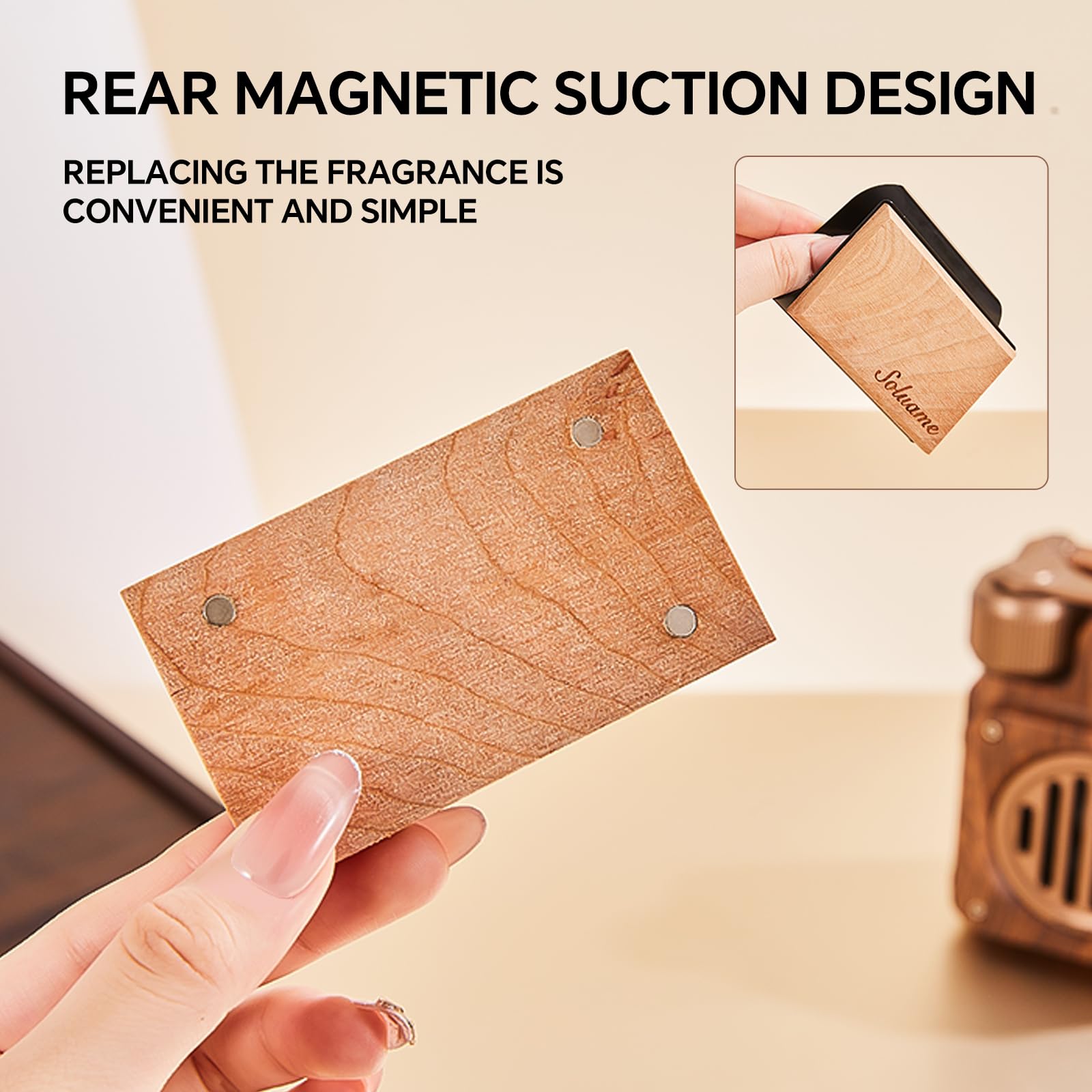 Car Air Freshener, Natural Wood Air Freshener Long Lasting, Car Air Freshener Diffuser with Metal Clip, Car Odor Eliminator, Magnetic Auto Accessories Amber - 5