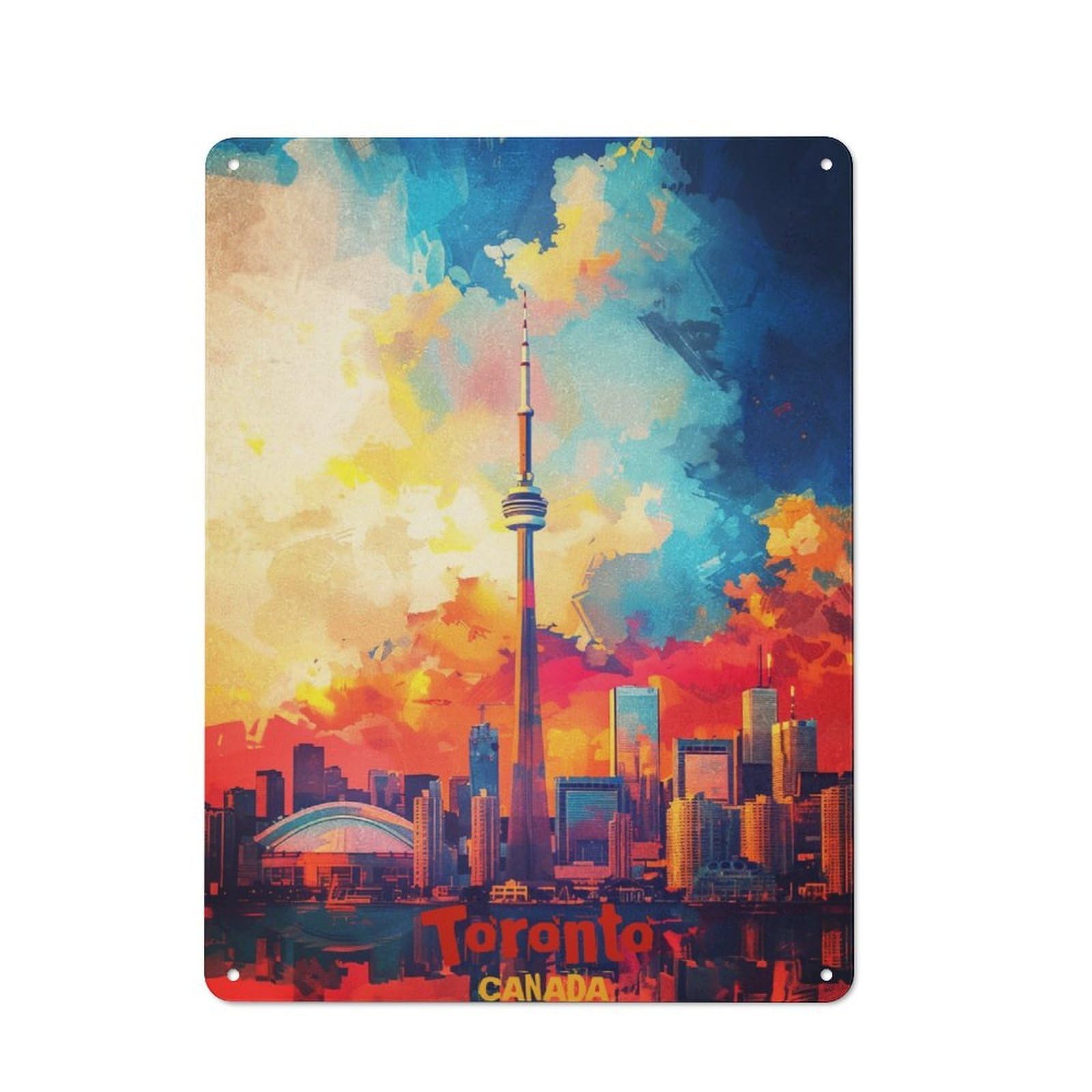 Junmoney Toronto Art Vintage-Inspired Tin Sign 40X30cm For Garage Or Workshop, For Garage, Workshop And Man Cave Decoration