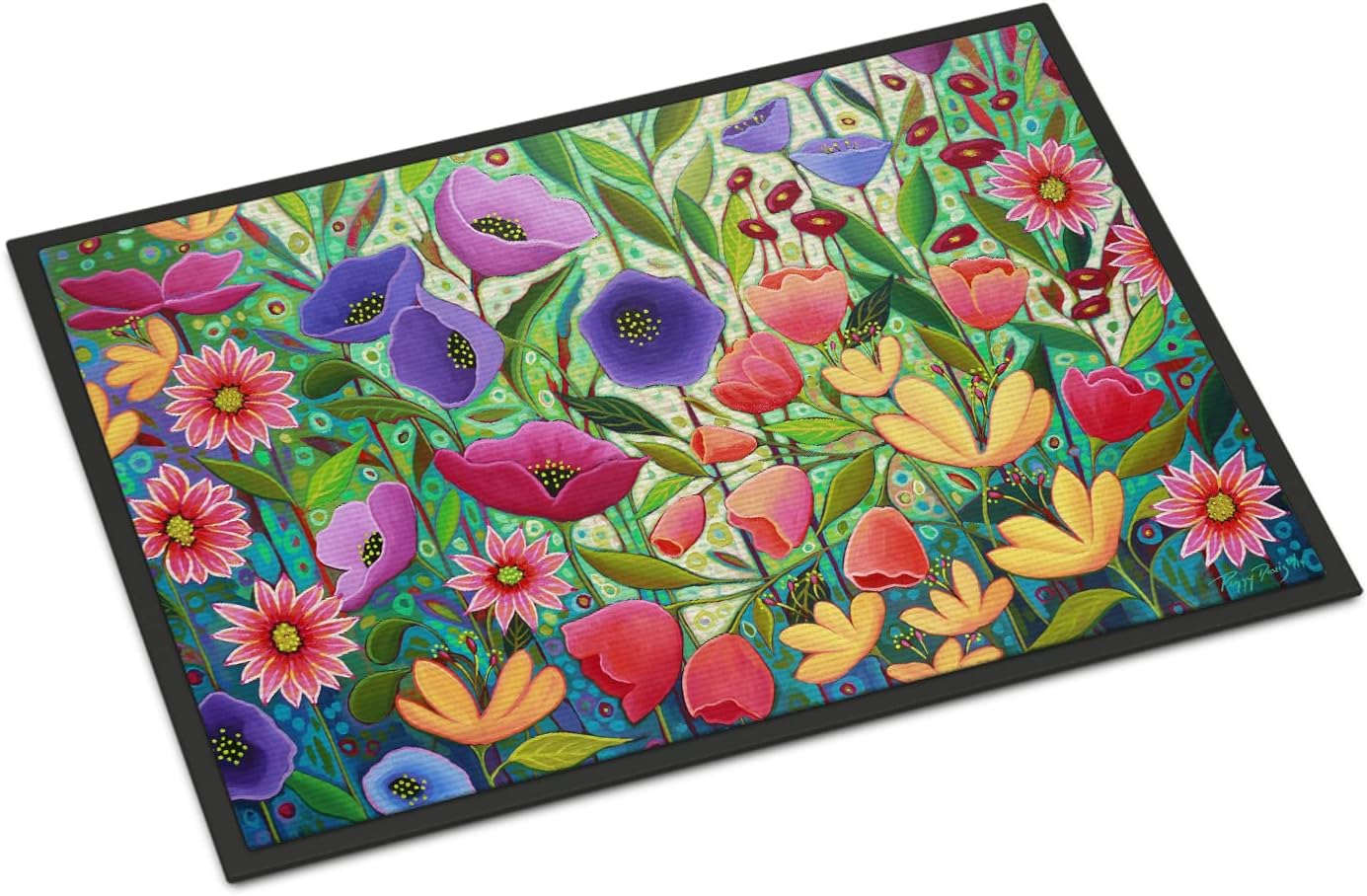 Caroline's Treasures PPD3013JMAT Enchanted Garden Flowers Doormat 24x36 Front Door Mat Indoor Outdoor Rugs for Entryway, Non Slip Washable Low Pile, 24H X 36W