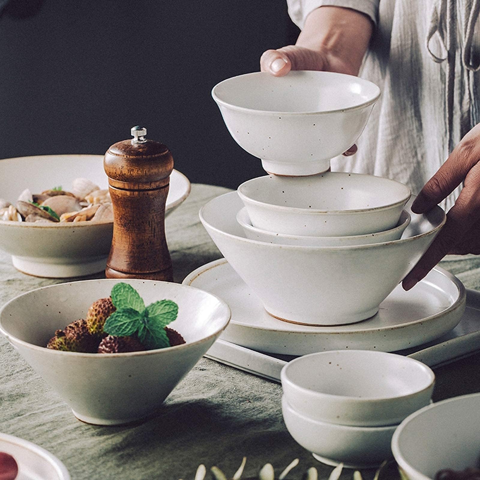 Retro 36-częściowy porcelanowy zestaw zastawy stołowej zastawa stołowa kamionka talerze i miski na płatki śniadaniowe stylowa ceramika do domu jadalni eleganckie ustawienie stołu