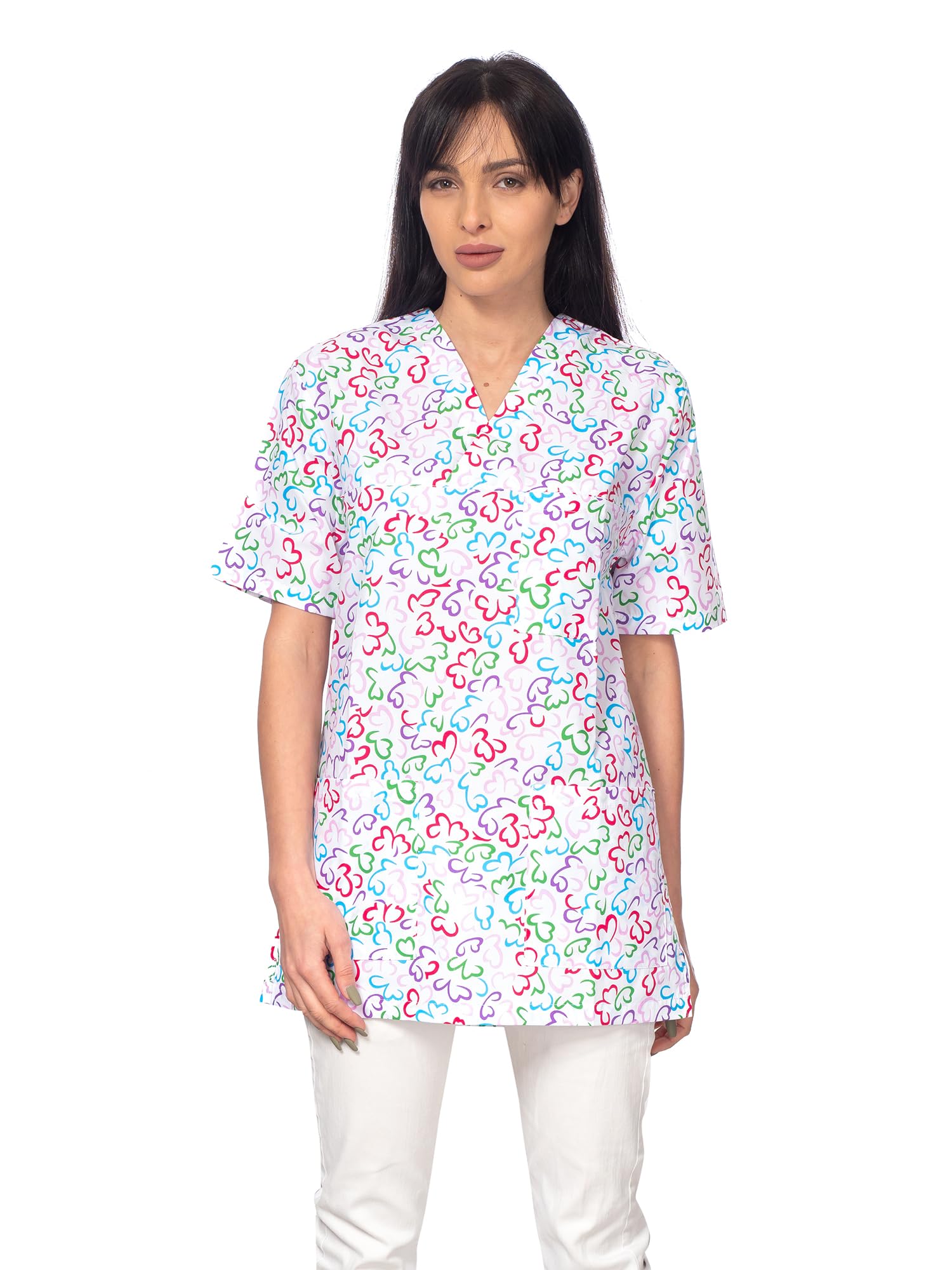 DINOZAVR Bruna Sanitario Camisa Médica con Cuello en V para Mujeres — view 25