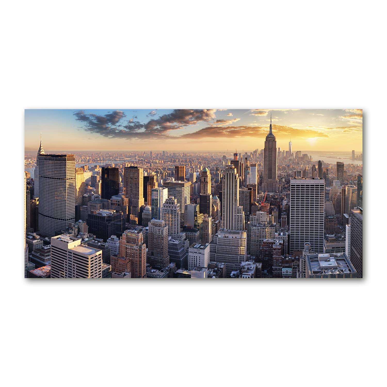 Impression sur verre de New York panoramique 120x60 déco beige