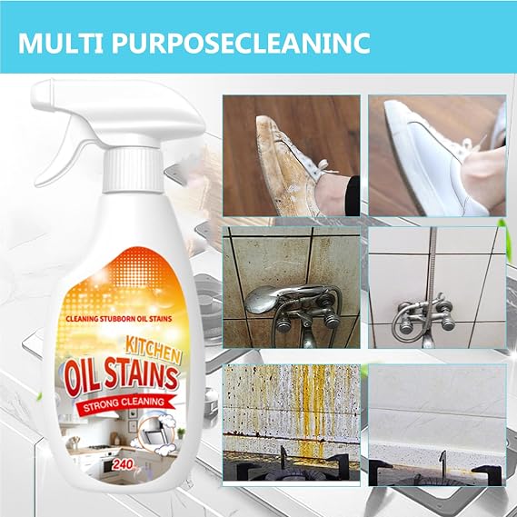 Kitchen Degreaser Spray, Kitchen Oil Stains Spray, Heavy Duty Degreaser For Kitchens, Oil Stain Remover, For Grills,Oven,Cabinet, Air Fryer,Home & Commercial, 240ML/8.45OZ (1PC)