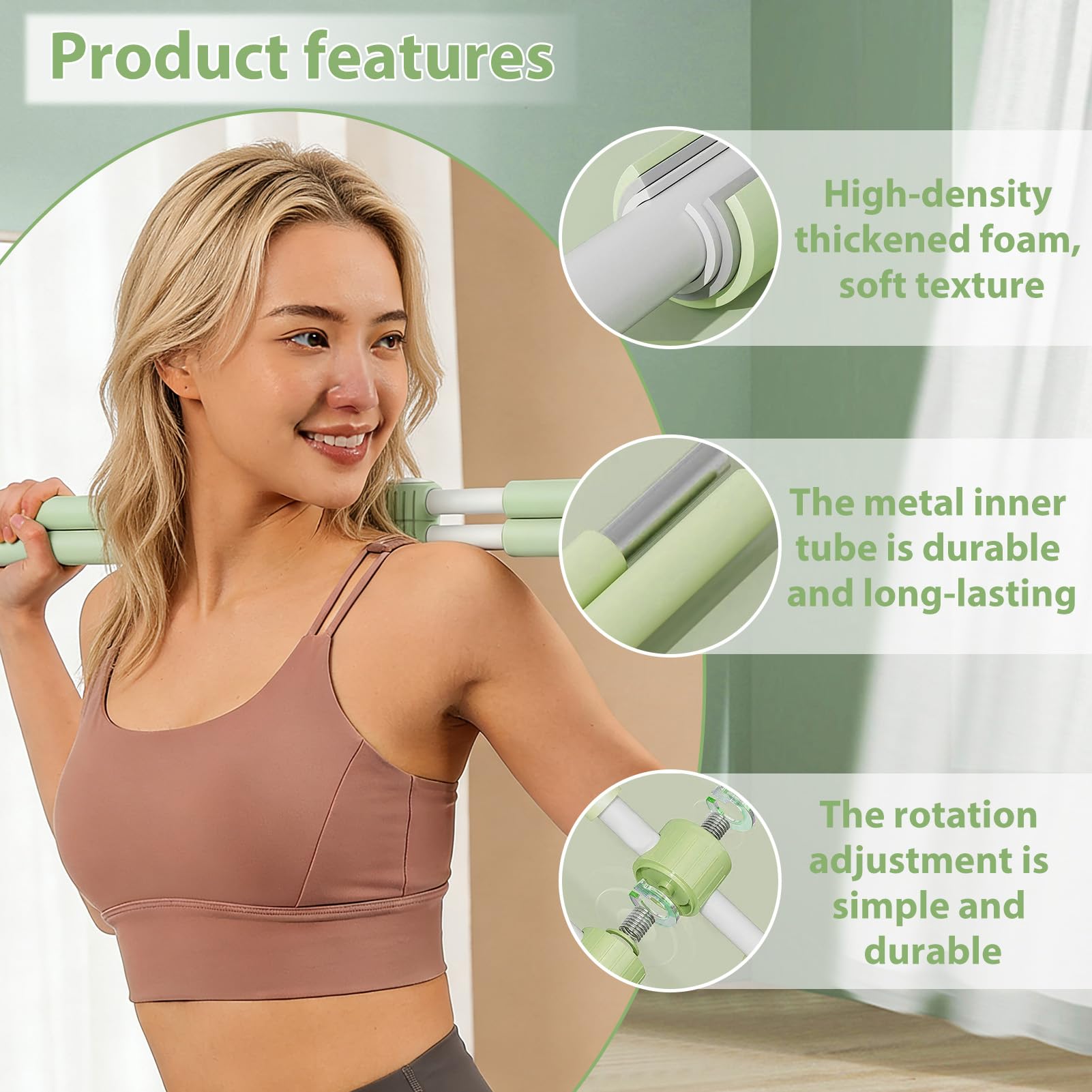 Bâtons De Yoga 80 cm Correcteur de Posture Redresseur de Dos Équipement Fitness