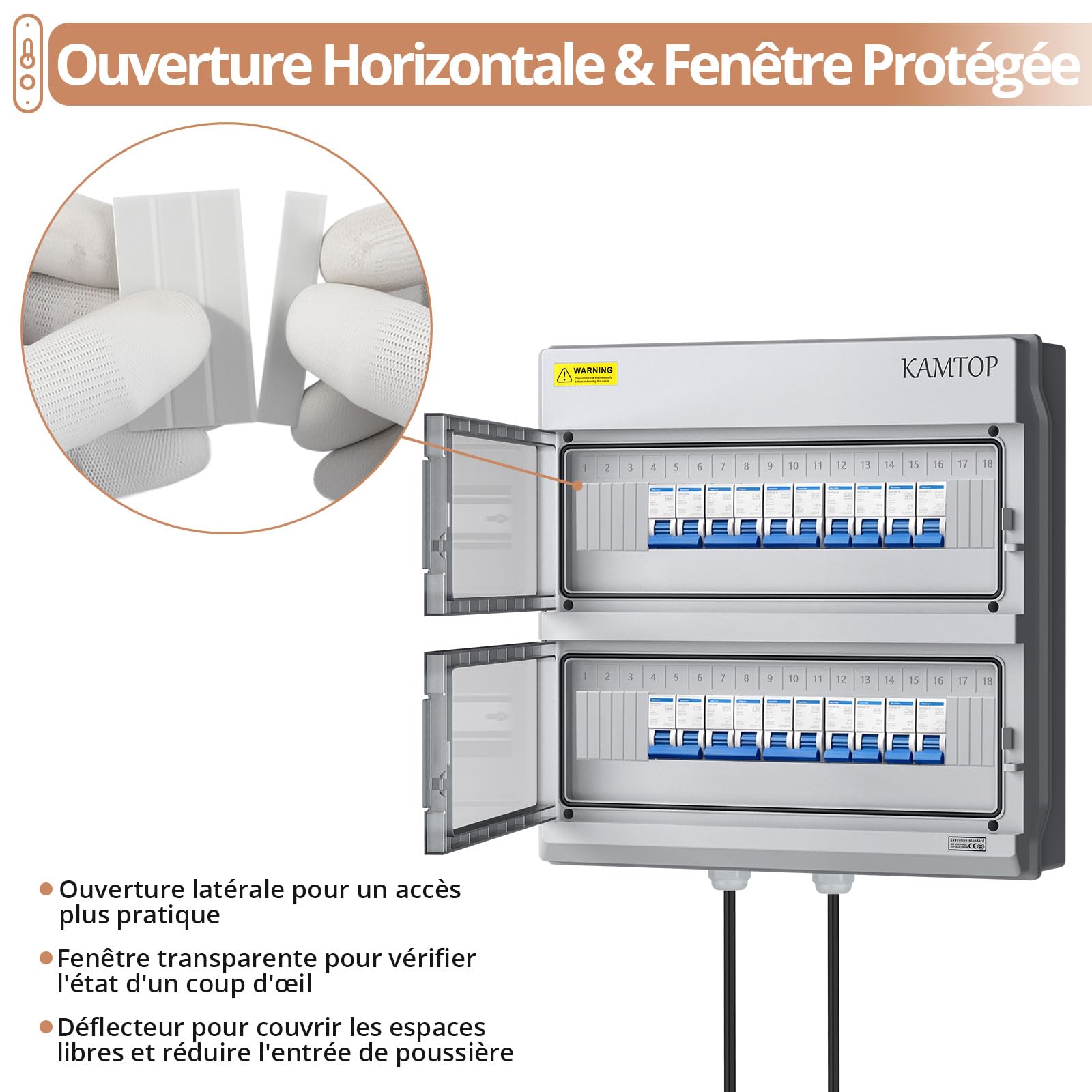 Kamtop Coffret Électrique Étanche IP66, Boîtier Modulaire à Porte Latérale