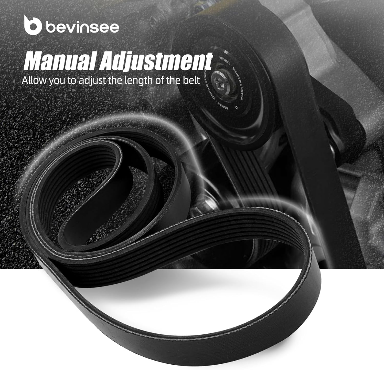 Bevinsee K20 Swap EP3 Idler Pulley Belt Adjustable Kit Compatible with Honda Acura K-Series Black