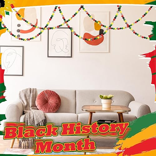 Miniatura 7 de Waydress 200 cuentas de madera del mes de la historia negra Juneteenth Craft Cuentas de madera negro, rojo, verde, amarillo, cuentas para