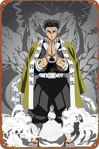 kimetsu no yaiba himejima Poster Metal Tin Sign Wall Decor Signs,Retro Art Decor Metal Plaque Art 8x12 Inch
