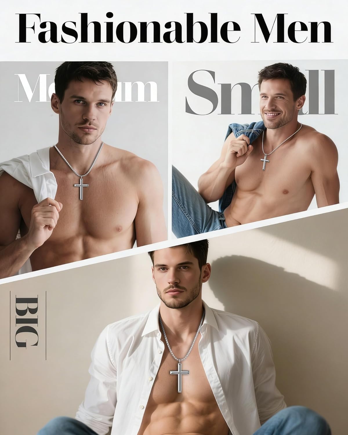 Cross Necklace for Men and Women – 316L Stainless Steel Minimalist Cross Pendant, Polished Silver/Gold/Black Tone, Small/Medium/Big Charm, Christian Faith Jewelry Gift - Image 4