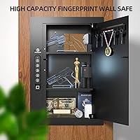 Vista 7 de XDeer Caja fuerte de seguridad de pared plana oculta en la pared, caja fuerte biométrica oculta para huellas dactilares, cajas fuertes electrónicas