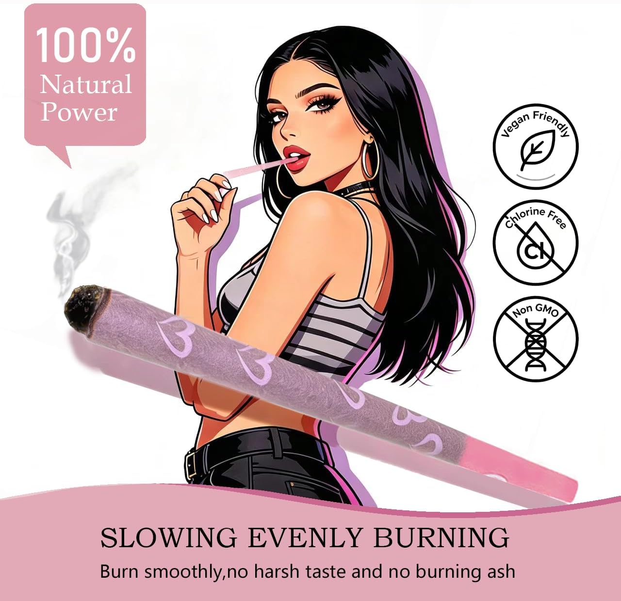 ZAPWRAP 72 PCS Pink Pre Rolled Cones| Ice Cream Flavor | King Size Rolling Paper Cone with Loader and Packing Sticks with Heart Patterns | Valentine's